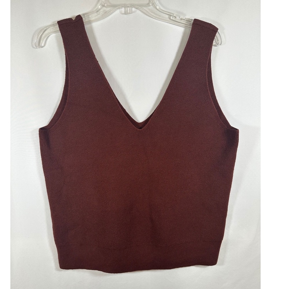 RAILS Maise Cotton Cashmere Knit Tank Top Vest Russet Brown L NWT